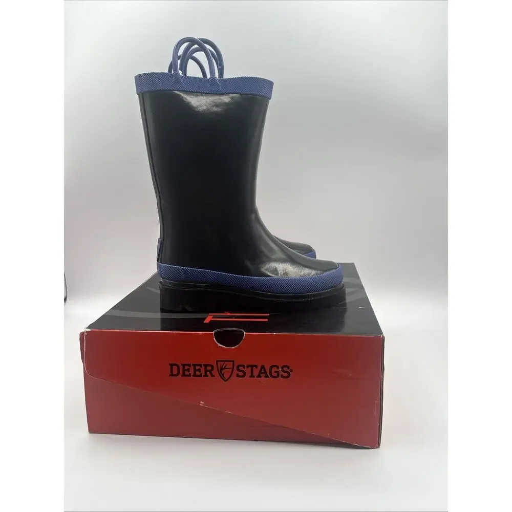 Deer Stags Cloudburst Kids Rain Boots Waterproof Little Boys‎ Size 9 Black/Blue
